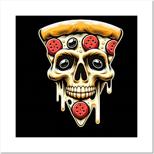 Pizza Skull Face, Funny Pizza Lover, Halloween Posters and Art